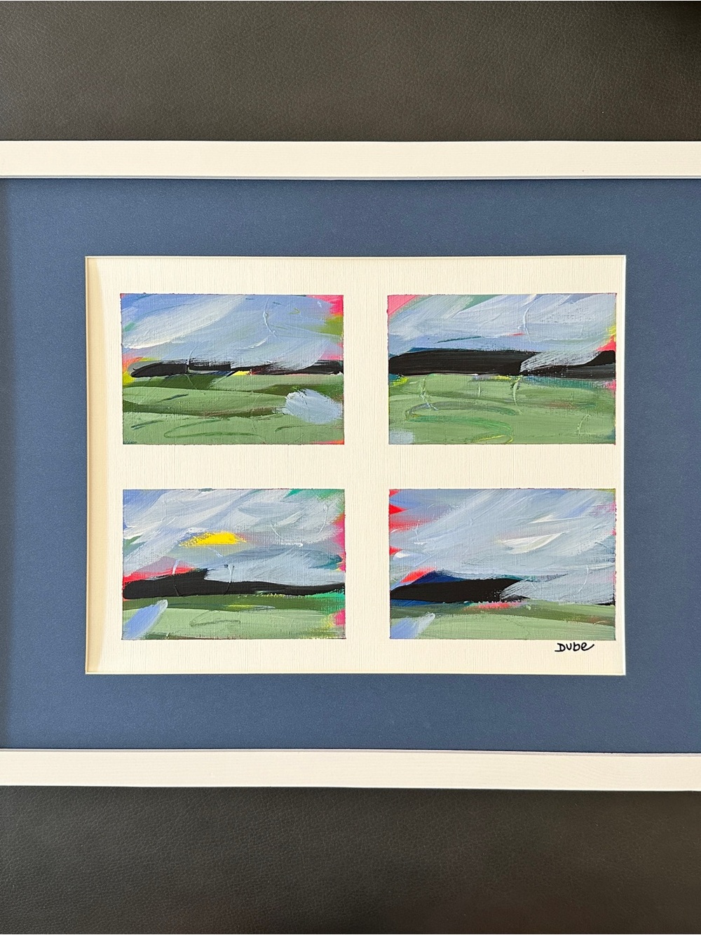 Original Painting Blue & Green Quad Abstract Landscape Wall Art 9x12” Paper